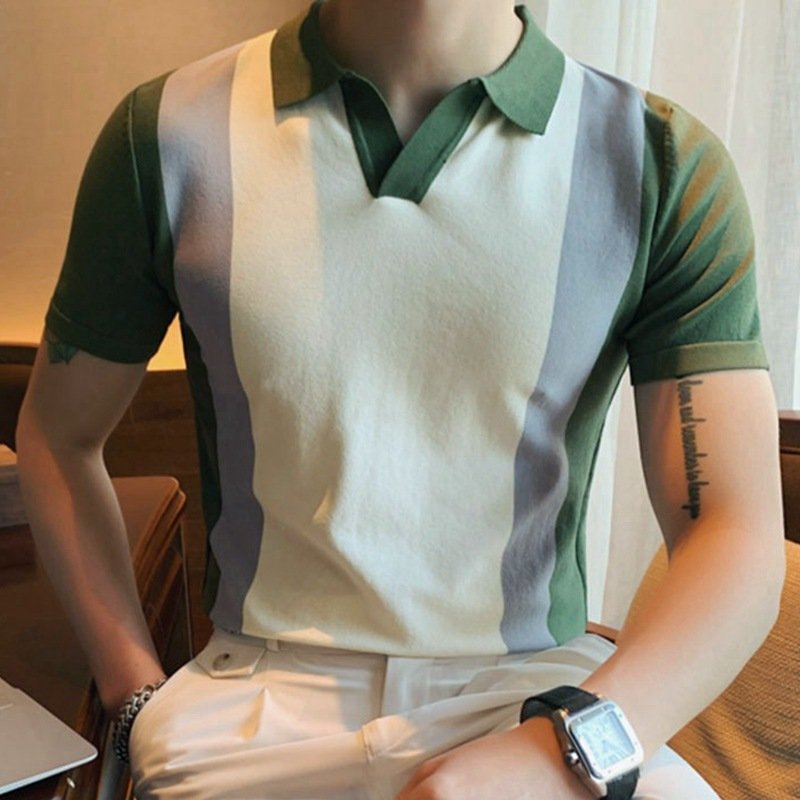 clothes men custom short sleeve casual men polo shirts short sleeve knitting buttonless polo shirt mens silk t shirt
