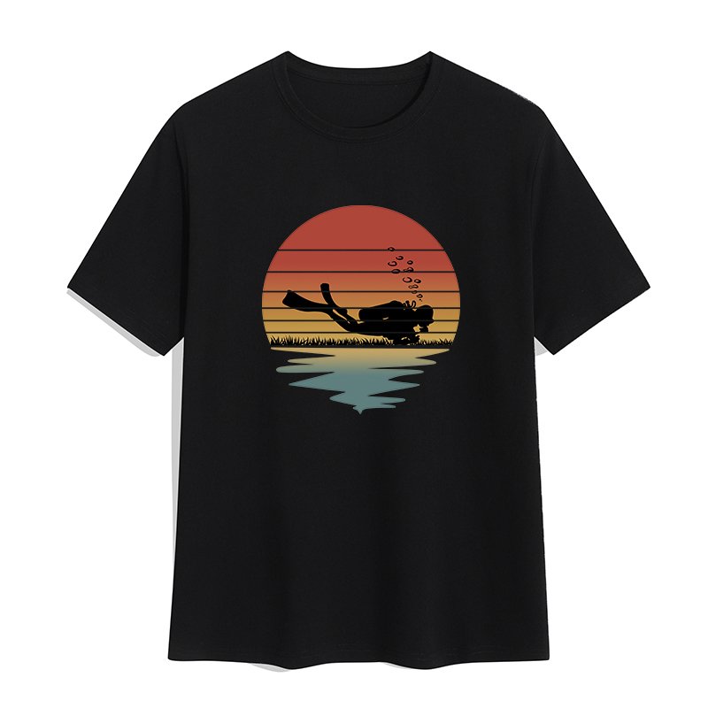 Fitness t shirt for men 2023 gradient ramp Sunset diver print graphic t shirts Short sleeve summer Breathable men's t-shirts