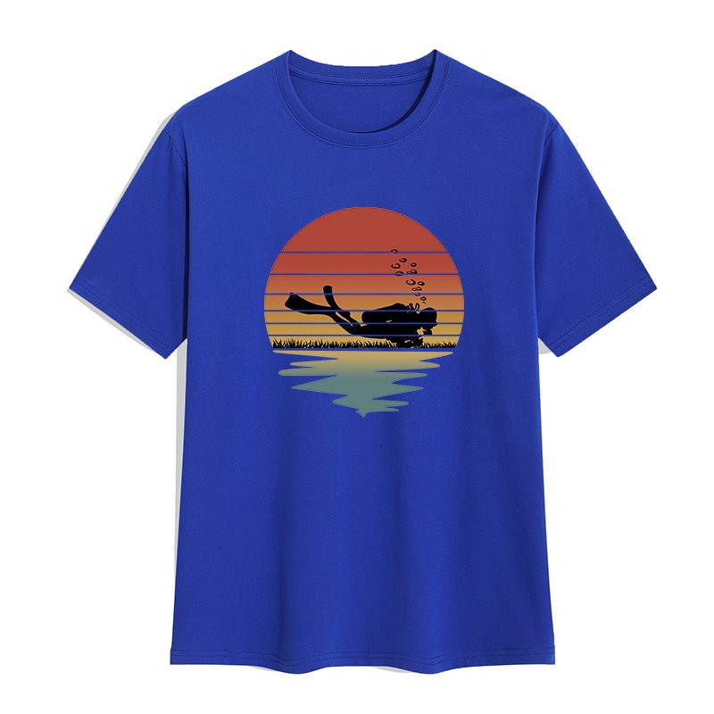 Fitness t shirt for men 2023 gradient ramp Sunset diver print graphic t shirts Short sleeve summer Breathable men's t-shirts