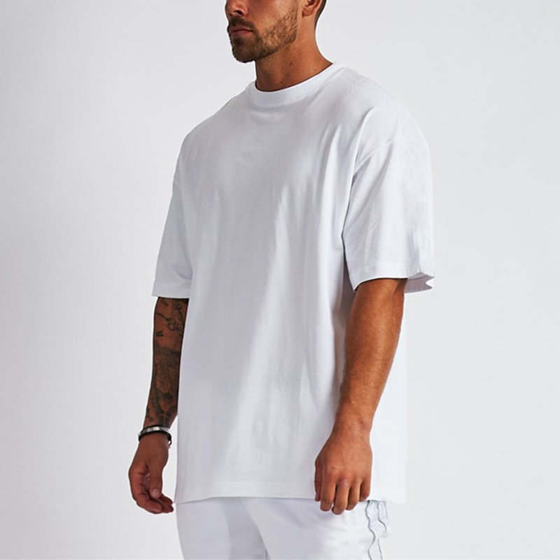 mens blank cotton tshirt loose drop shoulder design logo oversized custom t shirts