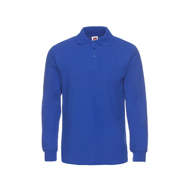Wholesale customized high-quality blank regular men's 100% pure cotton polo T-shirt, long sleeved shirt, embroidered printing lo