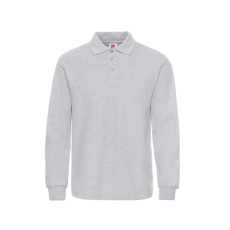 Wholesale customized high-quality blank regular men's 100% pure cotton polo T-shirt, long sleeved shirt, embroidered printing lo