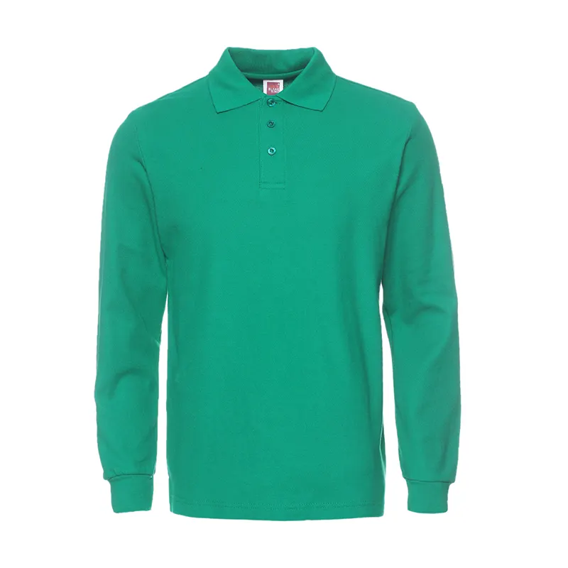 Wholesale customized high-quality blank regular men's 100% pure cotton polo T-shirt, long sleeved shirt, embroidered printing lo
