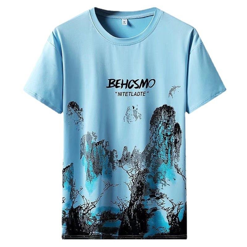 Men's Summer 2Pcs Set Short Sports Suit Leisure Short Sleeve Men's T-shirt And Shorts
