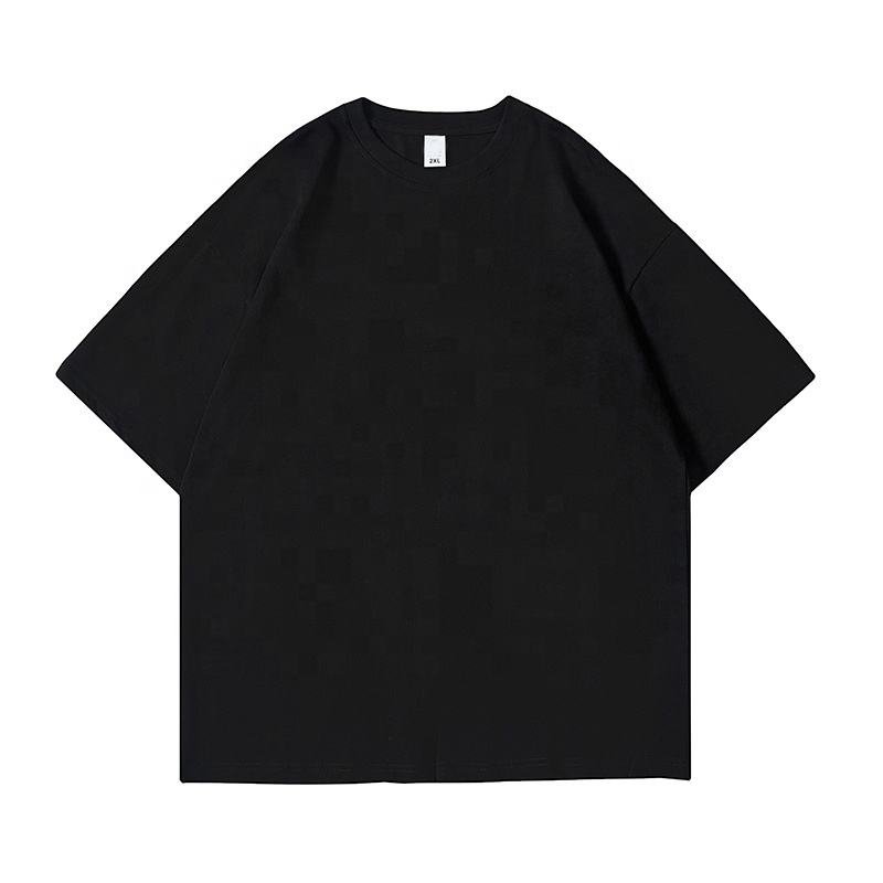 Custom 200 Gsm Heavy Weight Plain Oversized T shirt Puff Printing Embroidery Blank 100% Cotton Plus Size Men T Shirts