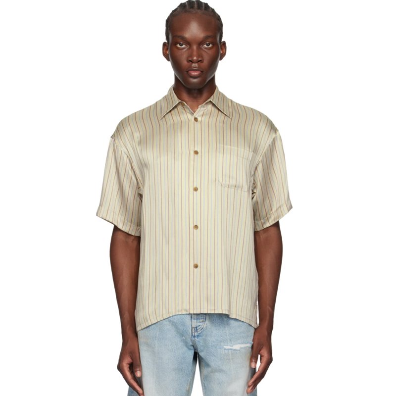 Fashion 100% Silk Shirt Men Luxury Cuban Collar Grphic Pint Satin Shirts OEM Custom New Casual Woven Summer Shirt