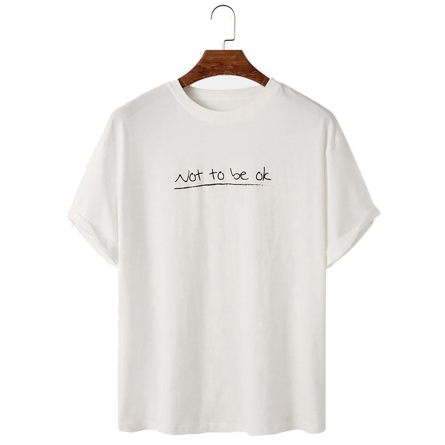 Loose Light weight Casual Round Neck T-shirts Not to BE OK Shirts Print Plain Dyed Solid Men Solid 100% Cotton Woven Knitted