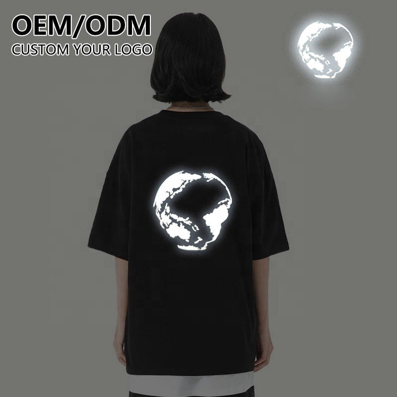 Customized Round Neck Half Sleeve Multicolor Tshirt Custom Printing Reflected T Shirt Men's Cotton T-shirt