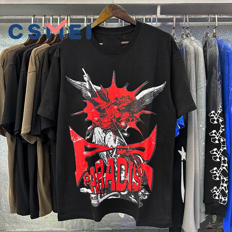 Top Quality Short Sleeve NFC 260gsm Hell Tee Men's T-Shirts Vintage 100% Cotton Y2K Graphic High Star T Shirts Men