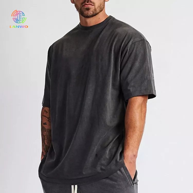 Heavyweight 95% Cotton 5% Elastane Fabric T Shirt For Men Customize Logo Graphic Printable Oversized Blank Plain Men Tshirt