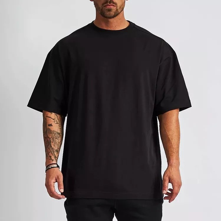 Heavyweight 95% Cotton 5% Elastane Fabric T Shirt For Men Customize Logo Graphic Printable Oversized Blank Plain Men Tshirt