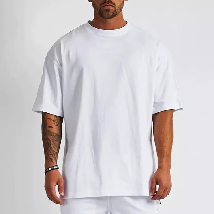 Heavyweight 95% Cotton 5% Elastane Fabric T Shirt For Men Customize Logo Graphic Printable Oversized Blank Plain Men Tshirt