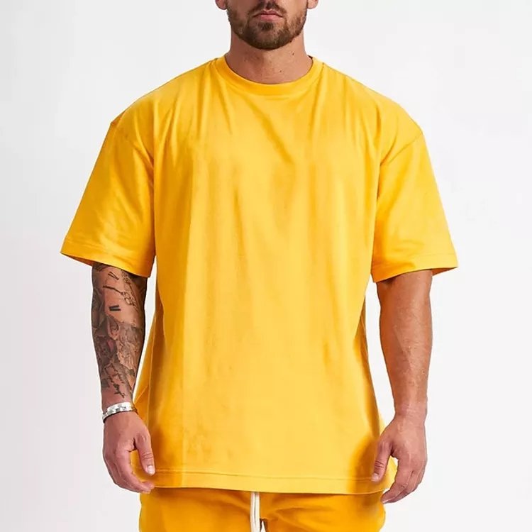 Heavyweight 95% Cotton 5% Elastane Fabric T Shirt For Men Customize Logo Graphic Printable Oversized Blank Plain Men Tshirt