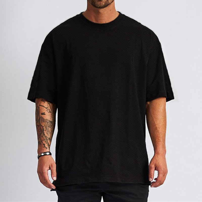 Men's 100% Cotton Oversized T Shirts Casual Loose Plus Sized Gym Fitness T Shirts Sport Tops For Custom Logo T Mashed Shirts