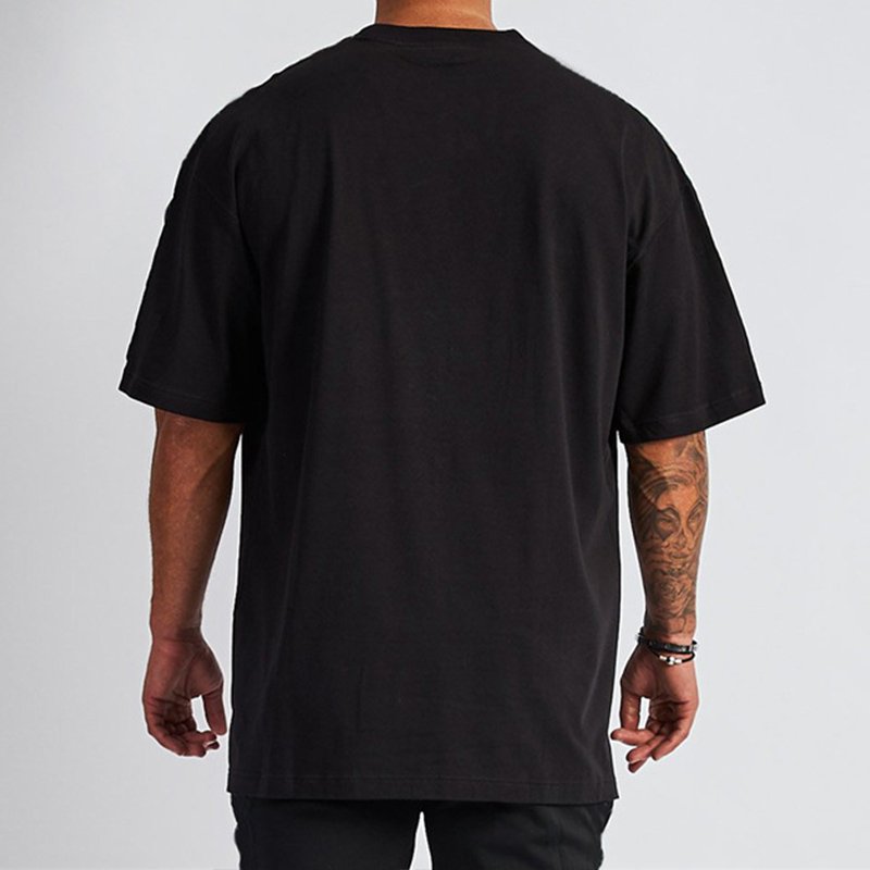 Men's 100% Cotton Oversized T Shirts Casual Loose Plus Sized Gym Fitness T Shirts Sport Tops For Custom Logo T Mashed Shirts