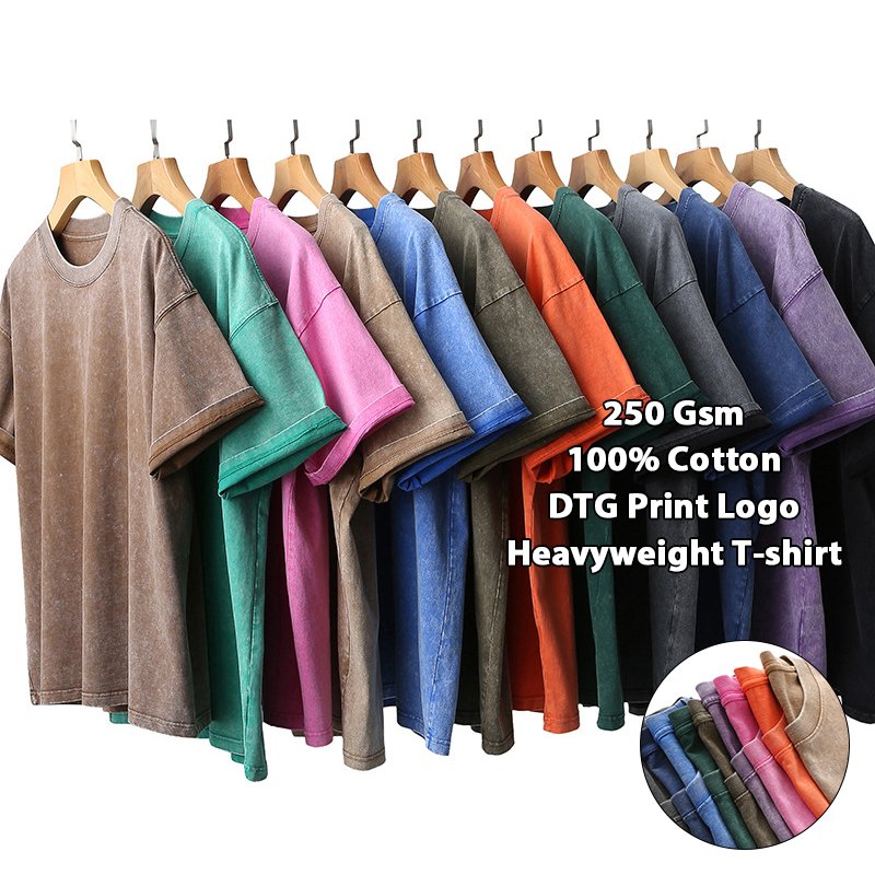 Custom 100% Cotton T Shirt Vintage Acid Wash Plus Size Men'S T-Shirts Oversized Heavyweight T-Shirt For Men