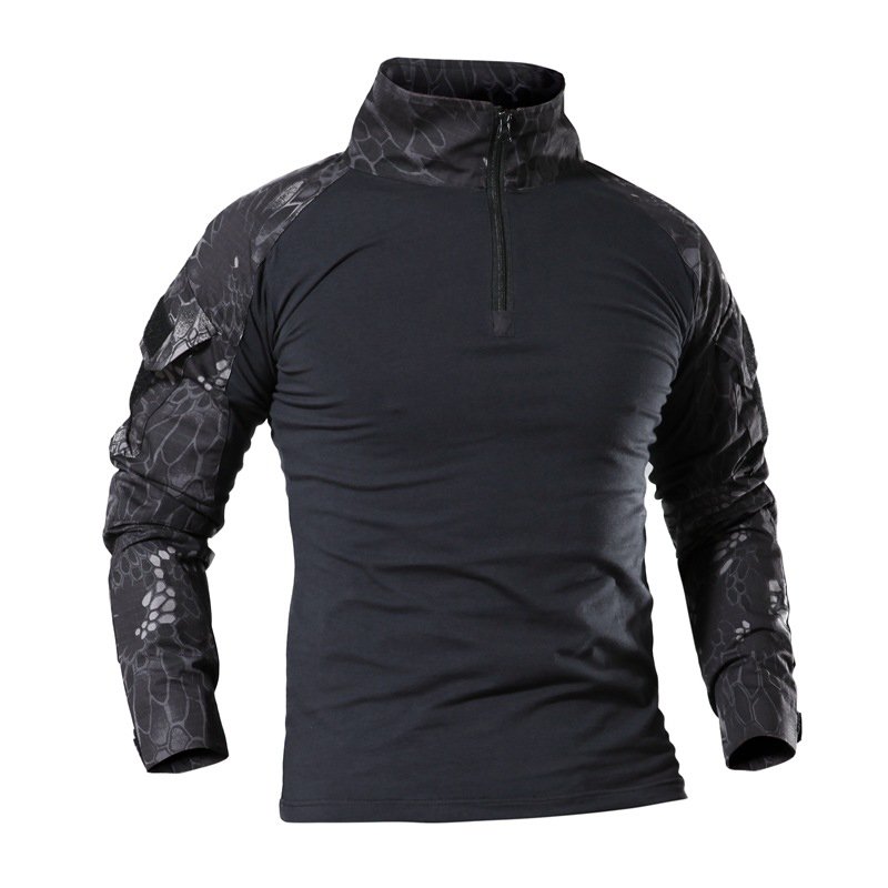 Stock Men's Tactical Frog Shirt Camouflage Long Sleeve Polo T shirt Uniform Set Outdoor Training Sport Tactical Shirt