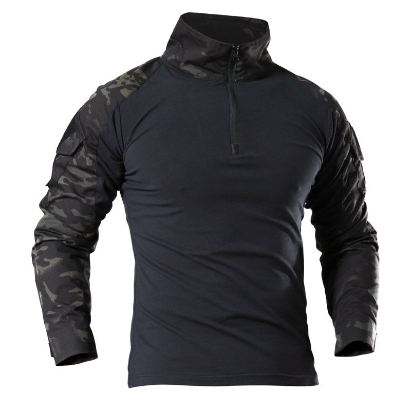Stock Men's Tactical Frog Shirt Camouflage Long Sleeve Polo T shirt Uniform Set Outdoor Training Sport Tactical Shirt