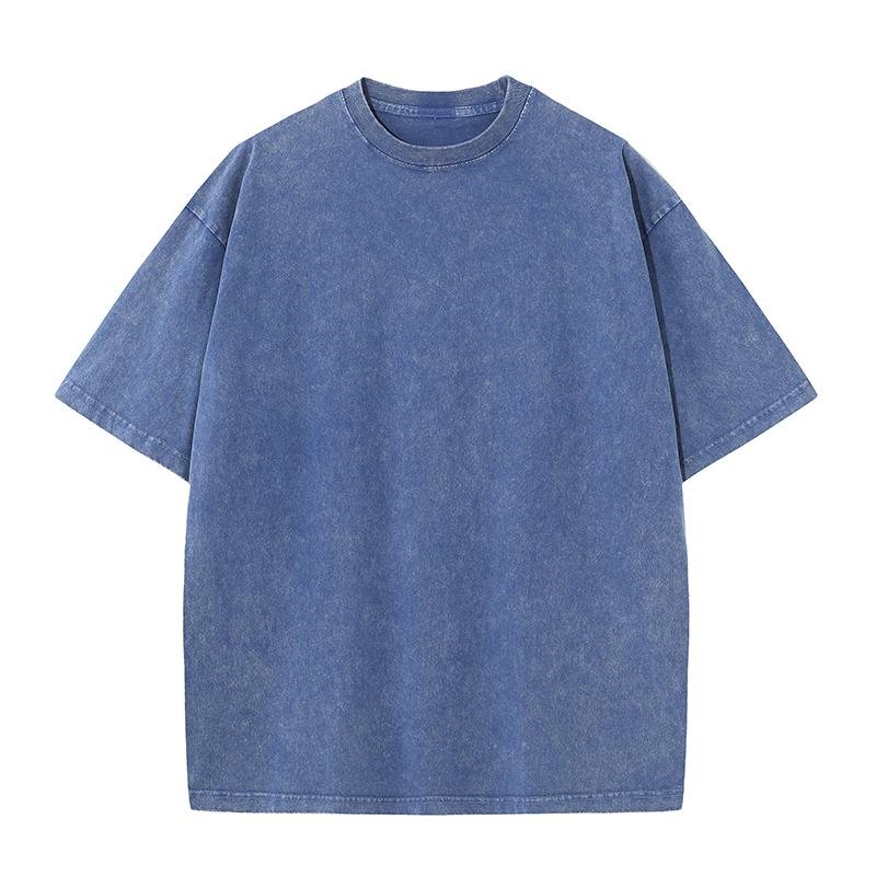 vintage style oversized acid wash streetwear distressed t-shirts 100% cotton plus size men's t shirts