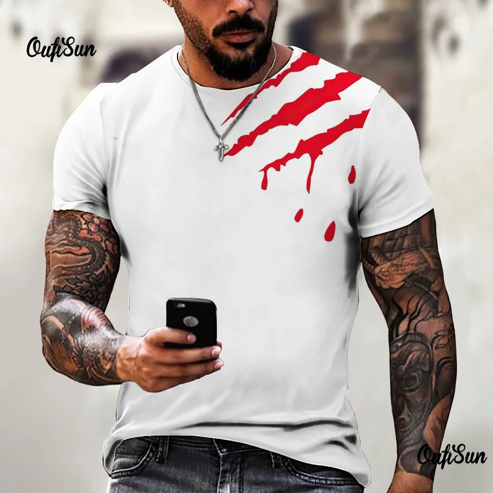 Retro Printed Men's T-Shirt Casual O-Neck Short Sleeves 100% Polyester Soft Quick Dry Leisure Sportswear Oversized Fit Digital