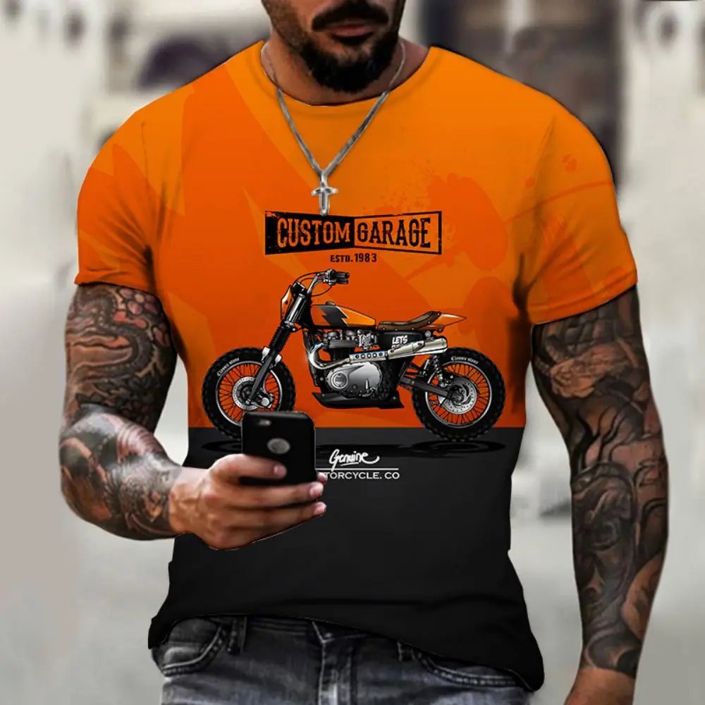 Retro Printed Men's T-Shirt Casual O-Neck Short Sleeves 100% Polyester Soft Quick Dry Leisure Sportswear Oversized Fit Digital