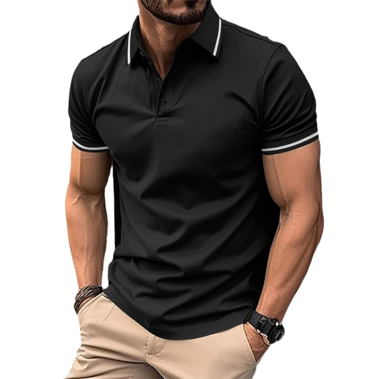 Europe and the United States large size men's t-shirt men's colorful pocket POLO shirt sports polo shirt