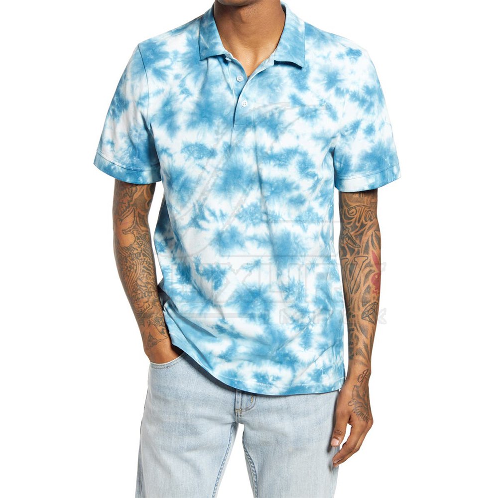 Tie Dye Printed Outdoor Fashion Wear Men Polo T-shirts Best Hot Selling Short Sleeve Polo T-shirts