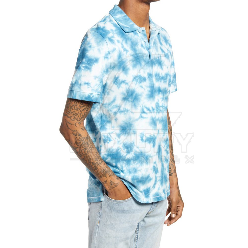 Tie Dye Printed Outdoor Fashion Wear Men Polo T-shirts Best Hot Selling Short Sleeve Polo T-shirts