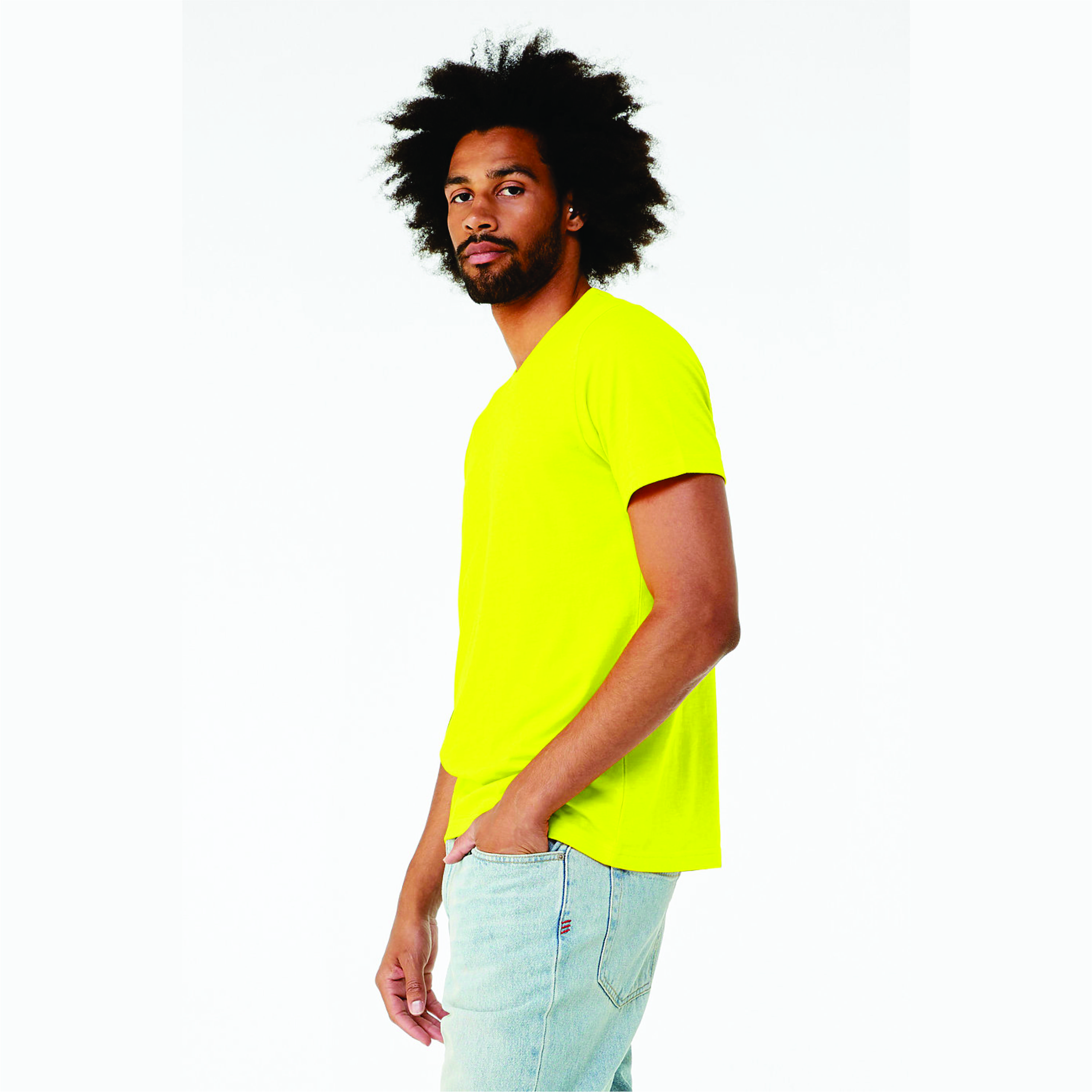 Neon Yellow Unisex CVC T-Shirt - 52% Airlume Combed Ring-Spun Cotton, 48% Poly, 4.2 oz, Short Sleeve