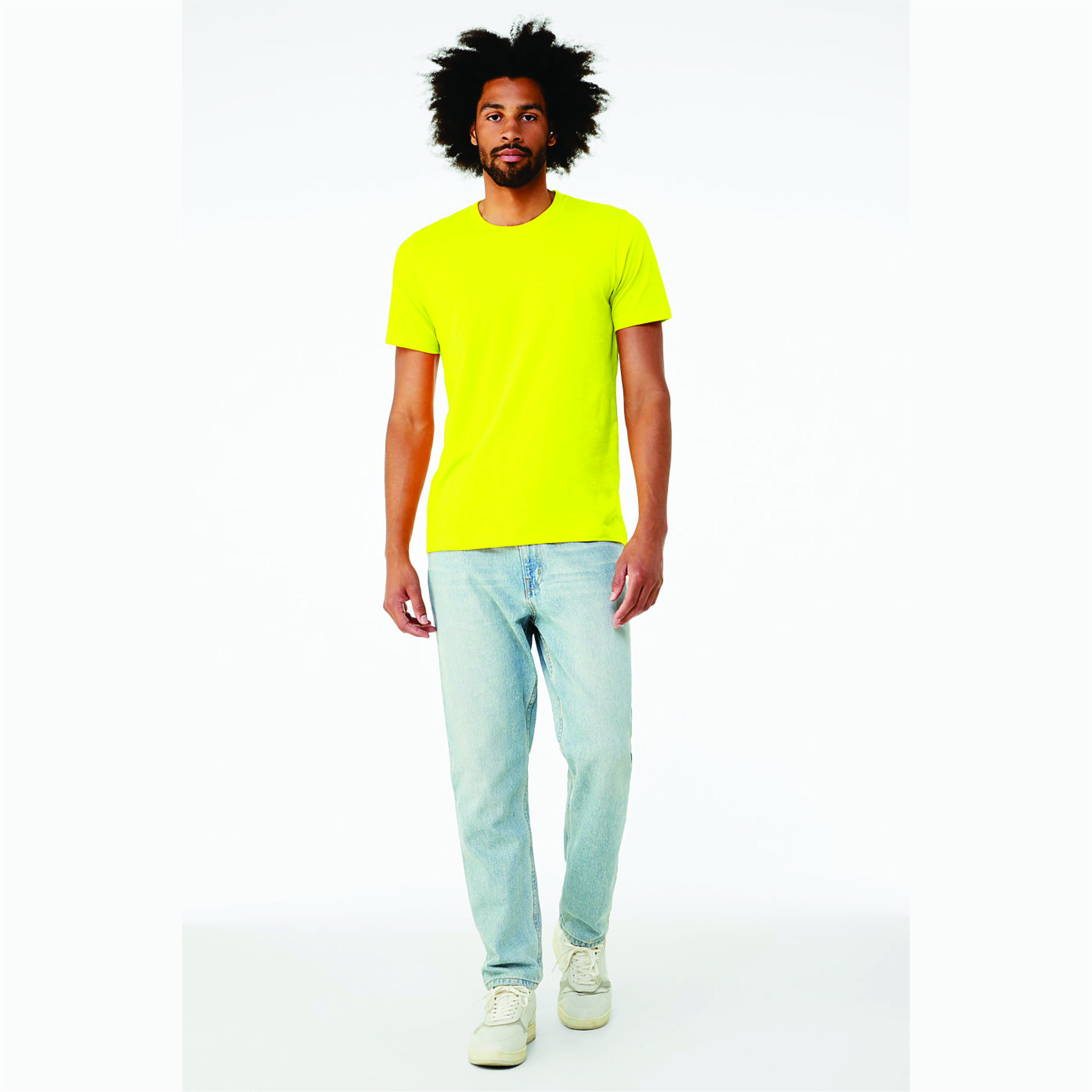 Neon Yellow Unisex CVC T-Shirt - 52% Airlume Combed Ring-Spun Cotton, 48% Poly, 4.2 oz, Short Sleeve