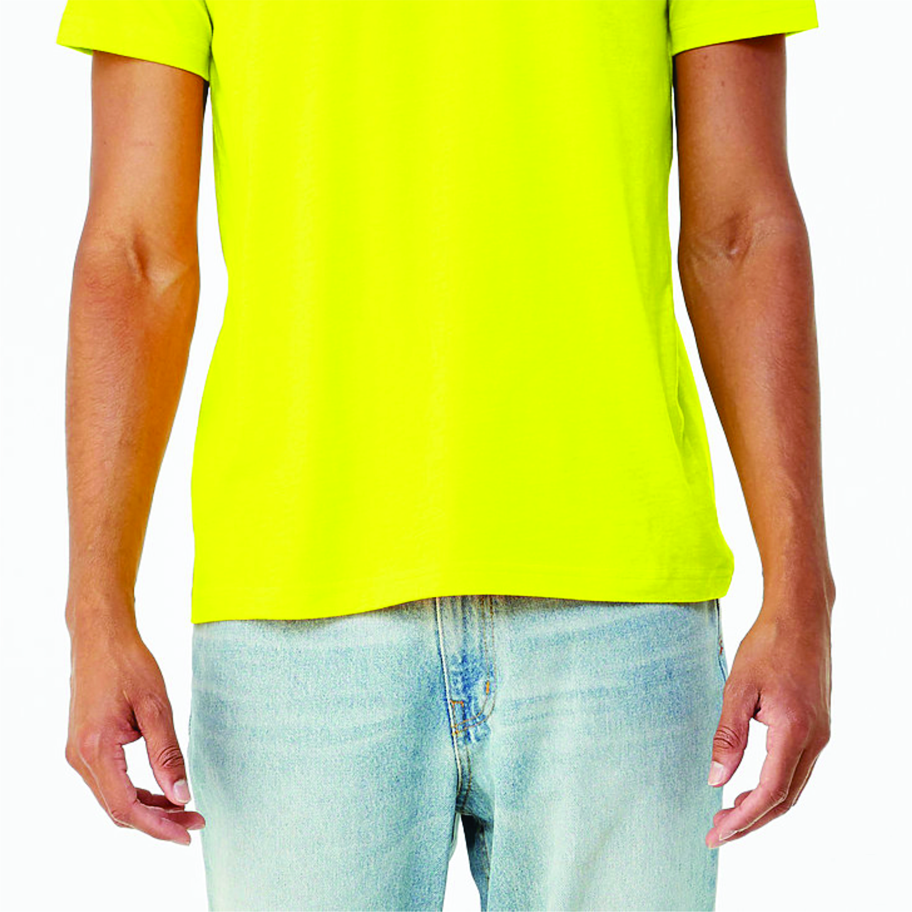 Neon Yellow Unisex CVC T-Shirt - 52% Airlume Combed Ring-Spun Cotton, 48% Poly, 4.2 oz, Short Sleeve