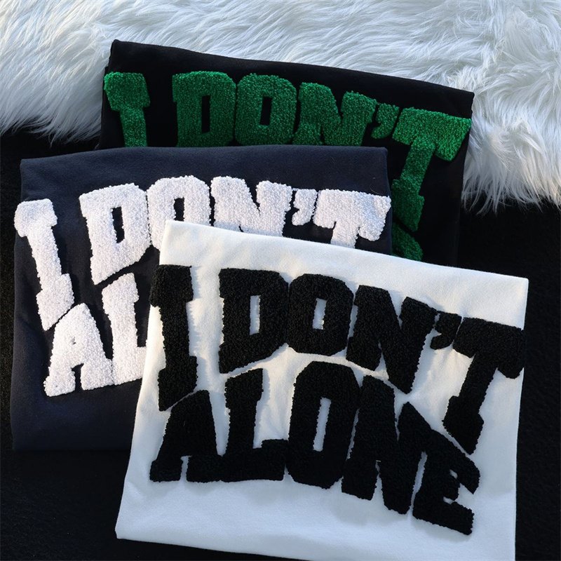 OEM custom logo wholesale heavyweight tee t shirt chenille embroidery 100% cotton high quality men's T-shirt
