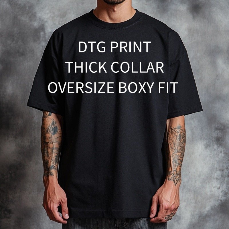 Custom 250gsm Drop Shoulder Graphic Heavyweight T-shirt Luxury Blank Heavy Cotton Streetwear Boxy Tshirts Mens Oversized T shirt