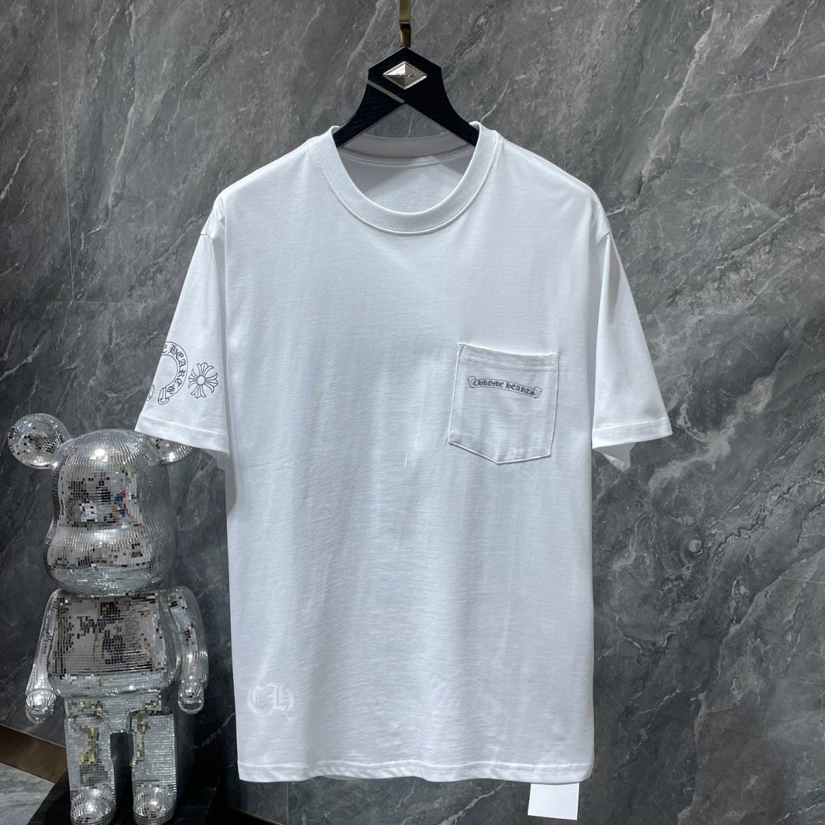 T-shirt men and women Wholesale Dropshipping Luxury hearts chrome classic large horseshoe cross flower Sanskrit short-sleeved