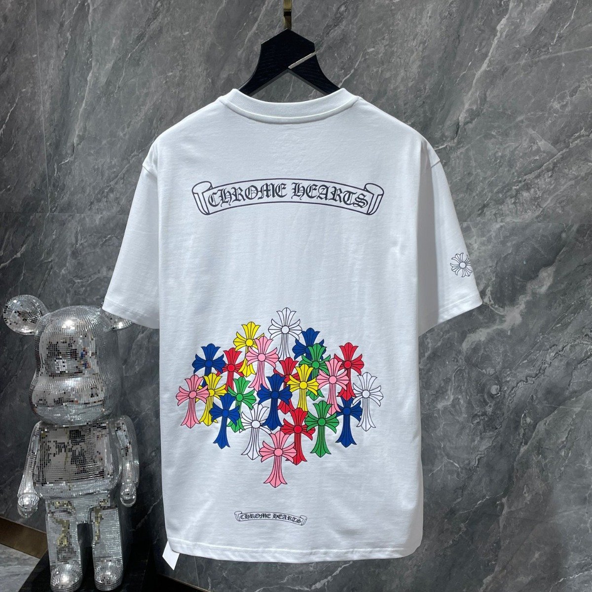 T-shirt men and women Wholesale Dropshipping Luxury hearts chrome classic large horseshoe cross flower Sanskrit short-sleeved