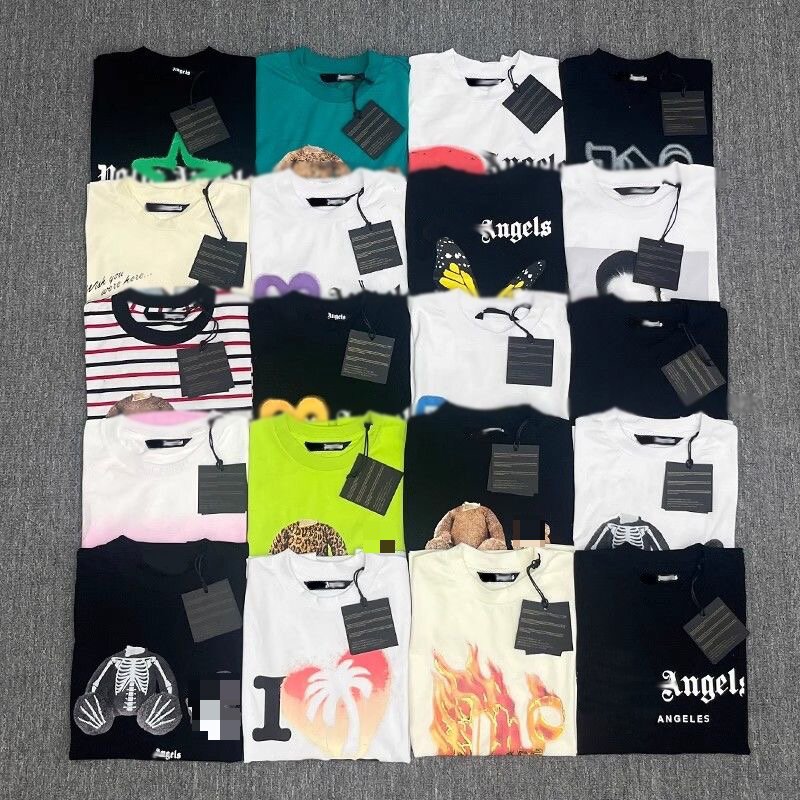 Top Quality Men Cotton Tshirts 100% Cotton Palm Print Customized Streetwear Designer Clothes Luxury Angels Men T-shirt