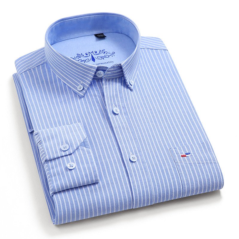 Enerupe Wholesale Custom Spring Autumn Casual 100% Cotton Oxford Long Sleeve Plaid Stylish Men's T-Shirt STSS-001