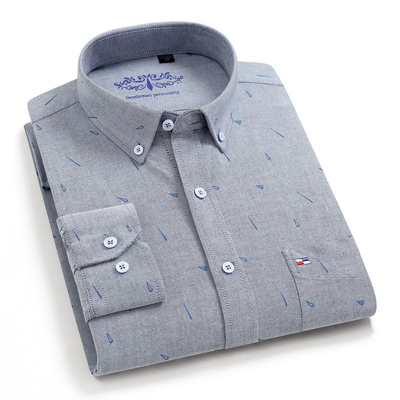 Enerupe Wholesale Custom Spring Autumn Casual 100% Cotton Oxford Long Sleeve Plaid Stylish Men's T-Shirt STSS-001
