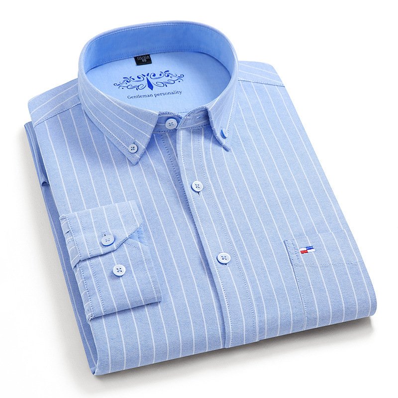 Enerupe Wholesale Custom Spring Autumn Casual 100% Cotton Oxford Long Sleeve Plaid Stylish Men's T-Shirt STSS-001