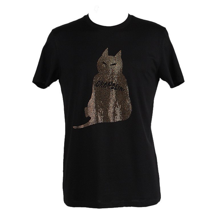2023 summer network red handsome letters ironed drill personality short sleeve T-shirt men's brand personality fashion tshirt