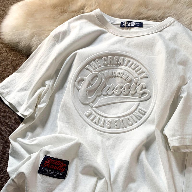 100% Cotton Plain Oversized Tshirt Heavy Weight Custom 3d Logo Men Puff Print Tee