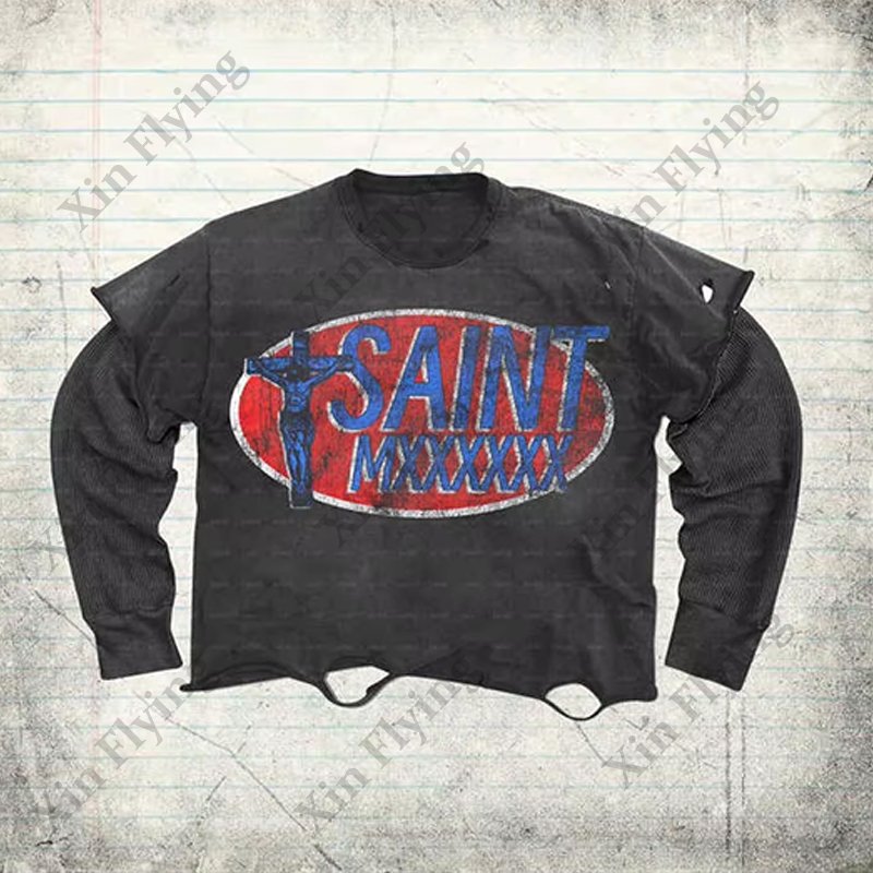 High Quality Double Layer Long Sleeve Cotton Streetwear T-Shirts Bulk Men'S T Shirts Quality Dry Fit T-Shirts