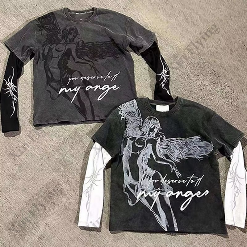 High Quality Double Layer Long Sleeve Cotton Streetwear T-Shirts Bulk Men'S T Shirts Quality Dry Fit T-Shirts