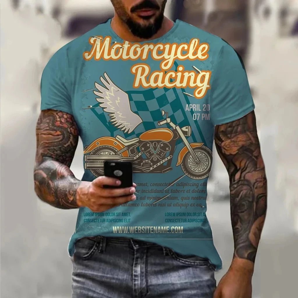 Men's Retro 3D Printed T-Shirt Summer O-Neck Hip-Hop Top Casual Fitted Quick Dry Soft Short Sleeves Digital Printing Oversized