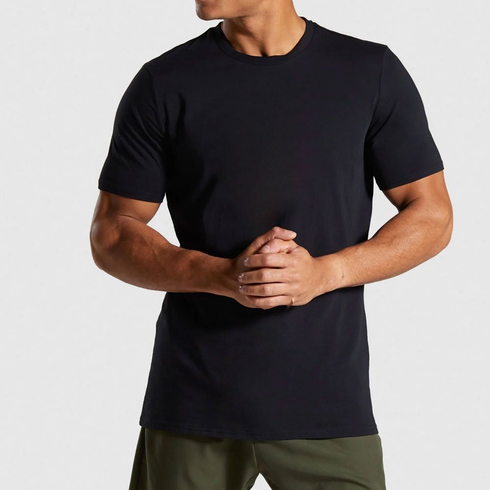 Wholesale High Street Men's Gym T-Shirts Custom Printing on 95% Cotton 5% Spandex Long Sleeve Casual Style Plain Blank T-Shirts
