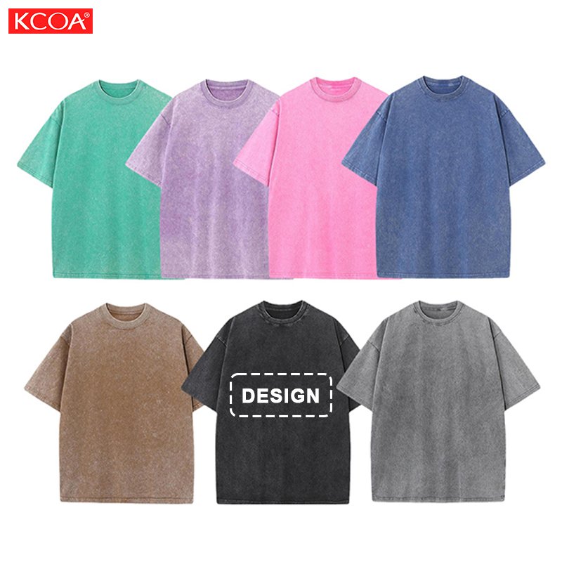Wholesale 100%Cotton 250G Heavy Acid Washed T-Shirt Plus Size Men'S T-Shirts Short Sleeve Vintage Oversize Tshirt