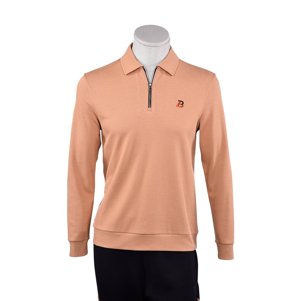 Custom Anti-Pilling High Elasticity Casual Daily Life 100% Cotton Plain Long Sleeve T Shirt Mens Zip Up Polo T Shirts