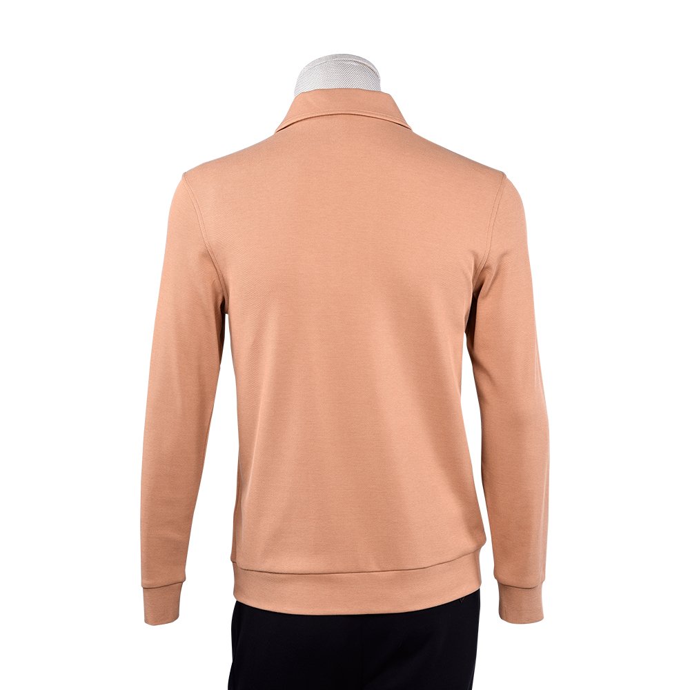 Custom Anti-Pilling High Elasticity Casual Daily Life 100% Cotton Plain Long Sleeve T Shirt Mens Zip Up Polo T Shirts