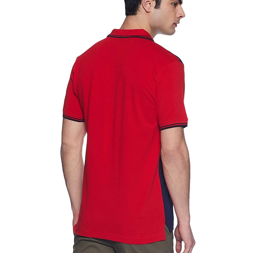 100% Cotton Made Polo Shirts For Men In Blue and Red Color Two Tone Golf Shirts With OEM Service & Custom Deign