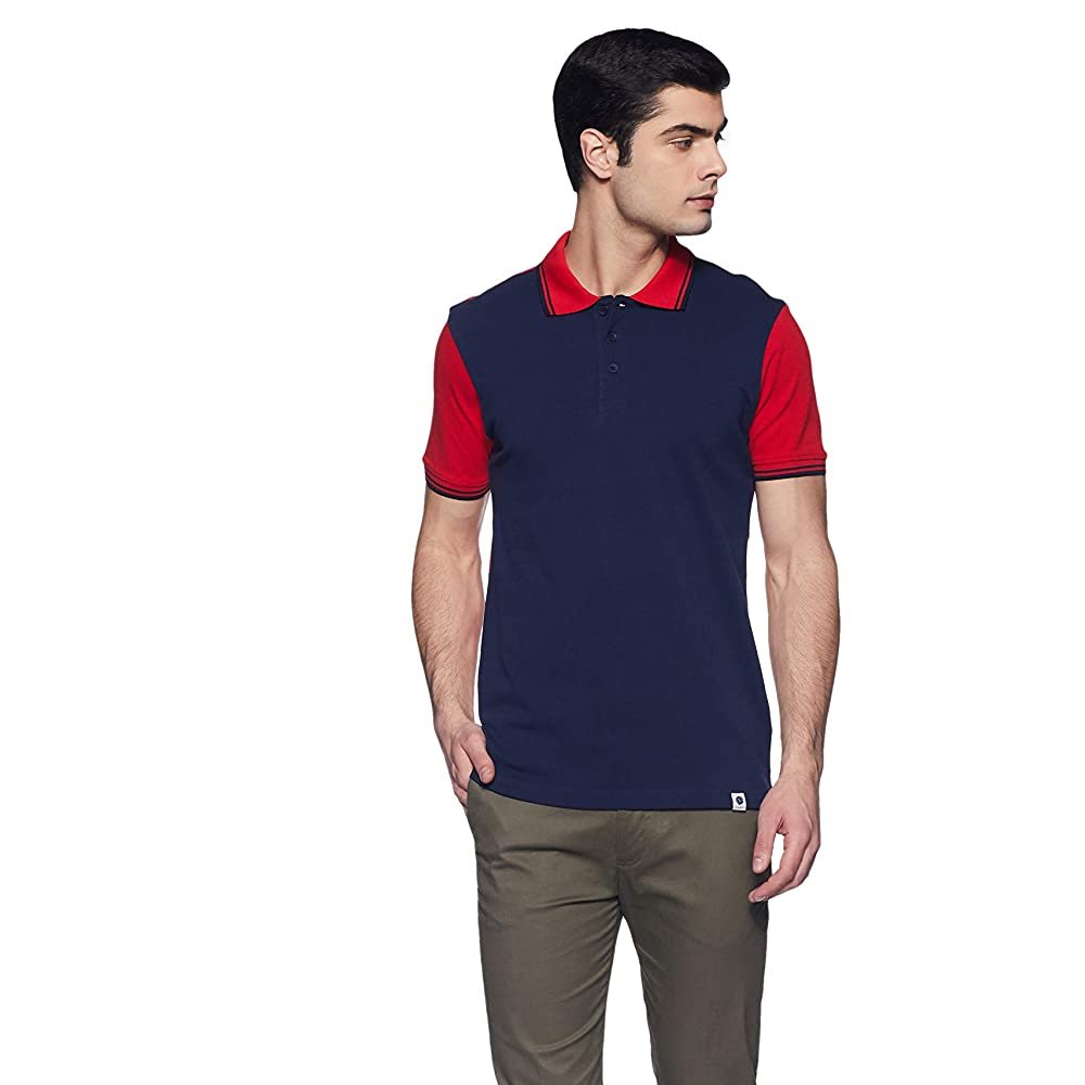 100% Cotton Made Polo Shirts For Men In Blue and Red Color Two Tone Golf Shirts With OEM Service & Custom Deign